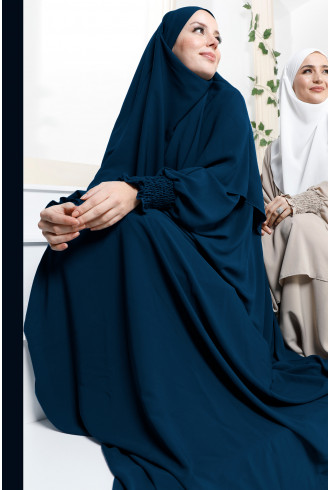 Medine İpeği Elbise ve Sufle Şal Takım Petrol Mavisi Medine İpeği Elbise ve Sufle Şal Takım Petrol Mavisi