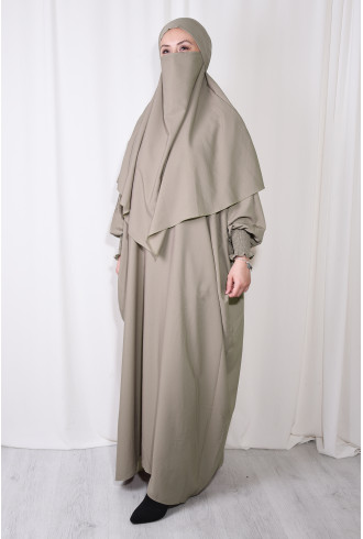 Medine İpeği Şal ve Elbise Takım Taşrengi Medine İpeği Şal ve Elbise Takım Taşrengi