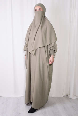 Medine İpeği Şal ve Elbise Takım Taşrengi Medine İpeği Şal ve Elbise Takım Taşrengi