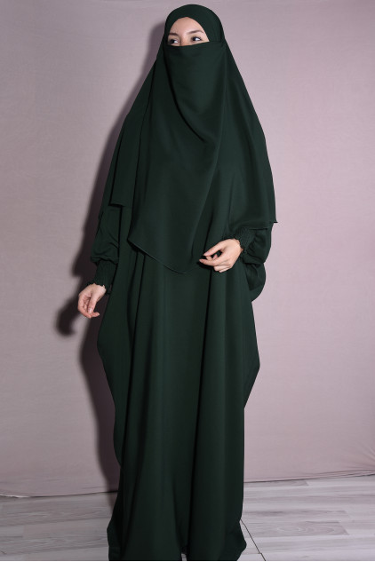 Medine İpeği Şal ve Elbise Takım Zümrüt Yeşili