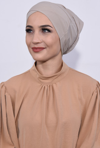 Önü Çapraz Boru Bone Bej Önü Çapraz Boru Bone Bej