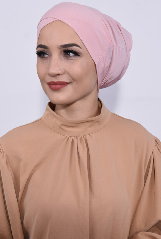 Önü Çapraz Boru Bone Pudra Pembesi Önü Çapraz Boru Bone Pudra Pembesi