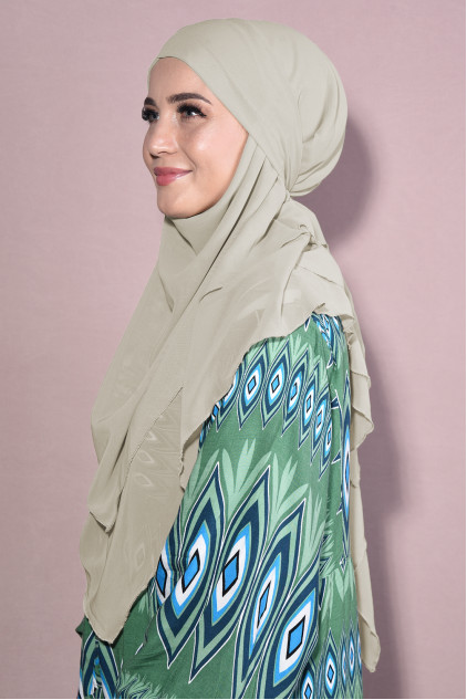 Orta Boy Sufle Khimar Şal Krem Orta Boy Sufle Khimar Şal Krem