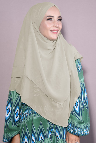 Orta Boy Sufle Khimar Şal Krem Orta Boy Sufle Khimar Şal Krem