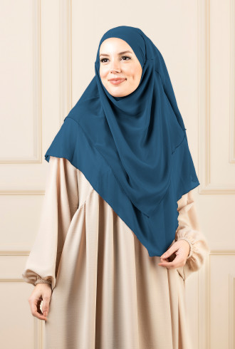 Orta Boy Sufle Khimar Şal Petrol Mavisi Orta Boy Sufle Khimar Şal Petrol Mavisi