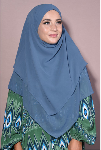 Tesettür Şifon Sufle Khimar Orta Boy İndigo Tesettür Şifon Sufle Khimar Orta Boy İndigo