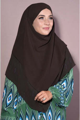 Hazır Orta Boy Şifon Sufle Khimar Şal Kahverengi