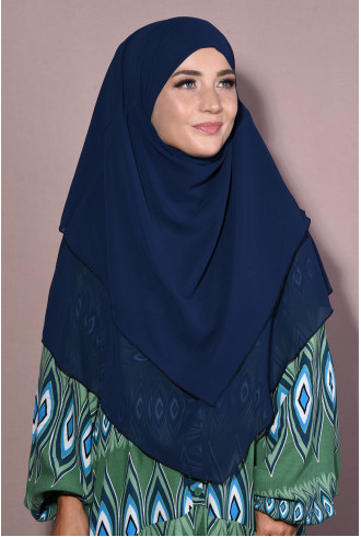 Şifon Sufle Khimar Orta Boy Tesettür Lacivert Şifon Sufle Khimar Orta Boy Tesettür Lacivert