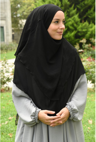 Hazır Orta Boy Sufle Khimar Siyah Hazır Orta Boy Sufle Khimar Siyah