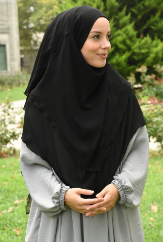 Hazır Orta Boy Sufle Khimar Siyah Hazır Orta Boy Sufle Khimar Siyah