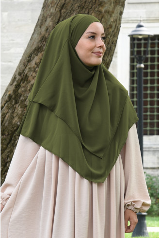 Şifon Sufle Khimar Orta Boy Tesettür Yağ Yeşili Şifon Sufle Khimar Orta Boy Tesettür Yağ Yeşili