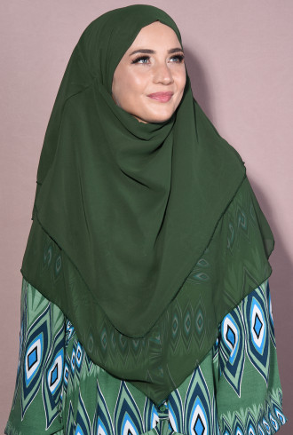 Şifon Sufle Khimar Orta Boy Tesettür Zümrüt Yeşili Şifon Sufle Khimar Orta Boy Tesettür Zümrüt Yeşili
