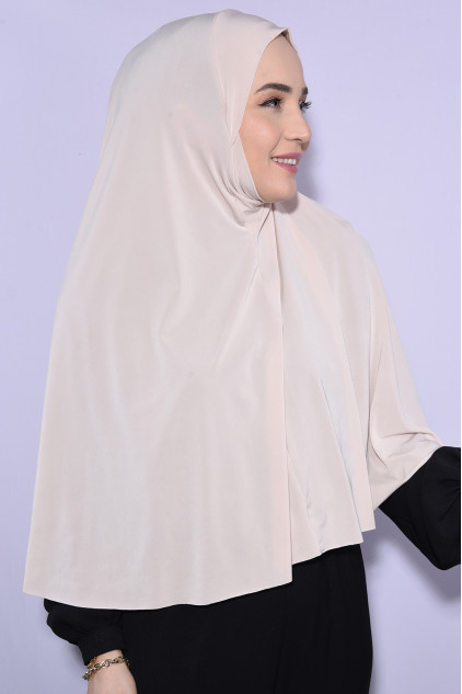 Peçeli Hijab Standart Beden Bej