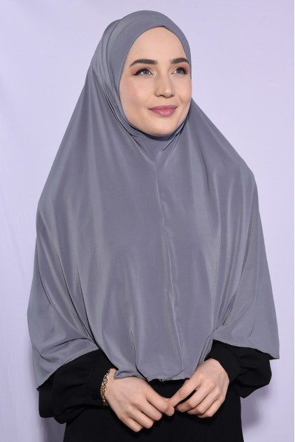 Peçeli Hijab Standart Beden Gri