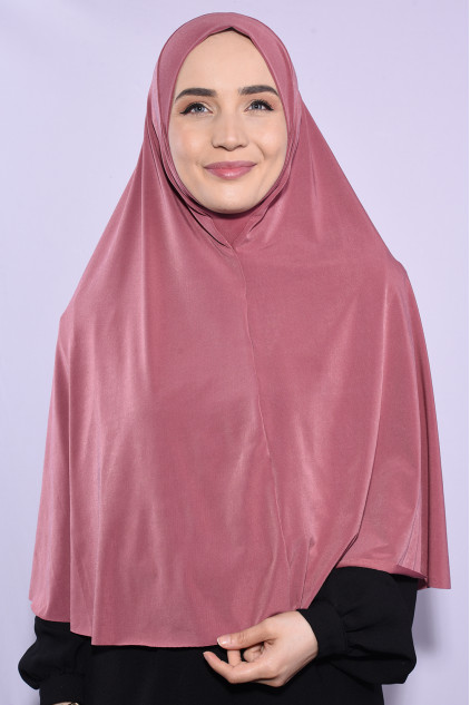Standart Beden Peçeli Hijab Gül Kurusu