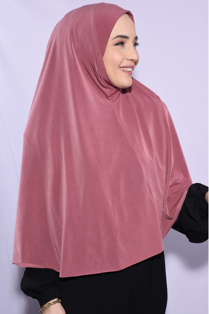 Standart Beden Peçeli Hijab Gül Kurusu