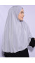 Peçeli Standart Uzun Hijab Gümüş Gri