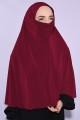 Peçeli Standart Beden Hijab Kırmızı Peçeli Standart Beden Hijab Kırmızı