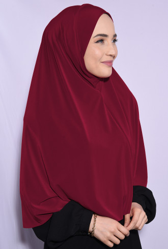 Peçeli Standart Beden Hijab Kırmızı