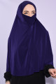 Peçeli Uzun Hijab Mor