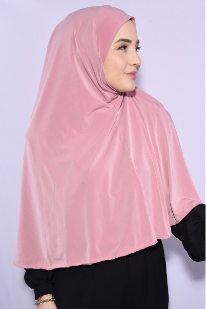 Peçeli Hijab Standart Beden Pudra Pembesi