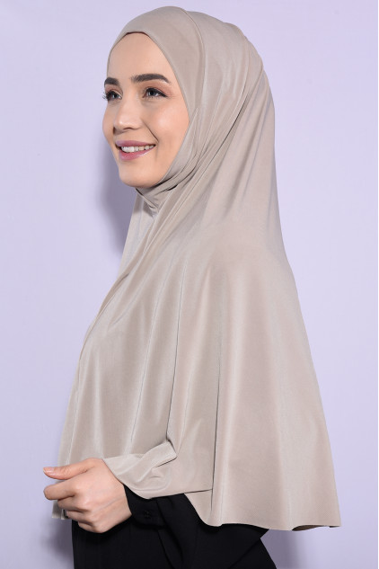 Peçeli Hijab Standart Beden Taş Rengi