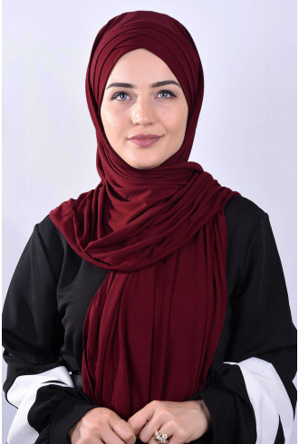 Penye 3 Bantlı Hazır Şal Bordo Penye 3 Bantlı Hazır Şal Bordo