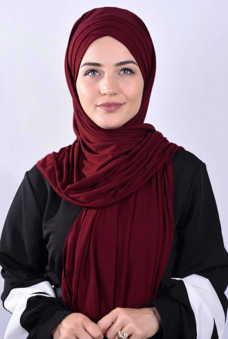 Penye 3 Bantlı Hazır Şal Bordo Penye 3 Bantlı Hazır Şal Bordo