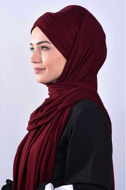 Penye 3 Bantlı Hazır Şal Bordo Penye 3 Bantlı Hazır Şal Bordo