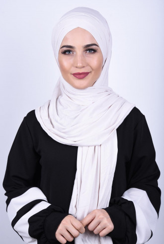 Penye 3 Bantlı Hazır Şal Ekru Penye 3 Bantlı Hazır Şal Ekru