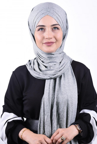 Penye 3 Bantlı Hazır Şal Gri Melanj Penye 3 Bantlı Hazır Şal Gri Melanj