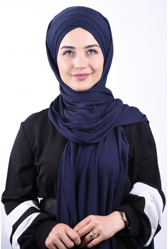 Penye 3 Bantlı Hazır Şal Lacivert Penye 3 Bantlı Hazır Şal Lacivert