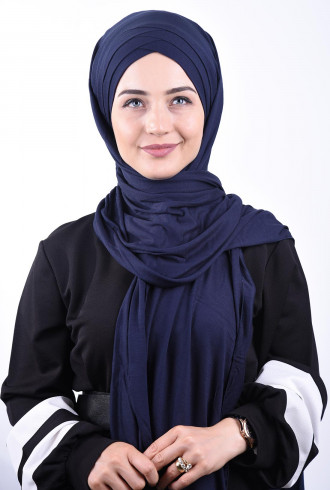 Penye 3 Bantlı Hazır Şal Lacivert Penye 3 Bantlı Hazır Şal Lacivert