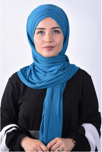 Penye 3 Bantlı Hazır Şal Petrol Mavisi Penye 3 Bantlı Hazır Şal Petrol Mavisi