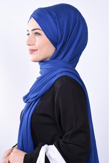 Penye 3 Bantlı Hazır Şal Saks Mavisi Penye 3 Bantlı Hazır Şal Saks Mavisi