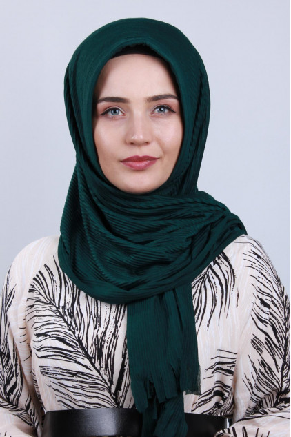 Pliseli Hijab Şal Zümrüt Yeşili Pliseli Hijab Şal Zümrüt Yeşili