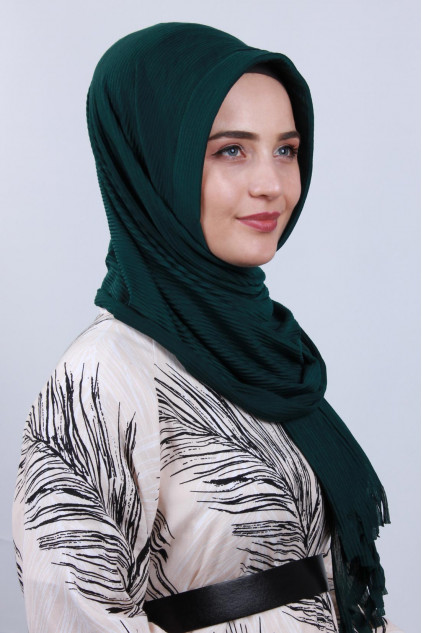 Pliseli Hijab Şal Zümrüt Yeşili Pliseli Hijab Şal Zümrüt Yeşili