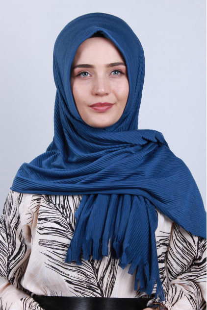 Pliseli Hijab Şal İndigo Pliseli Hijab Şal İndigo
