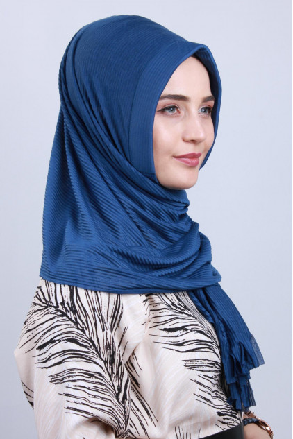 Pliseli Hijab Şal İndigo Pliseli Hijab Şal İndigo