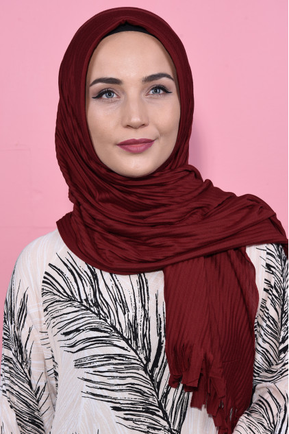 Pliseli Hijab Şal Bordo Pliseli Hijab Şal Bordo