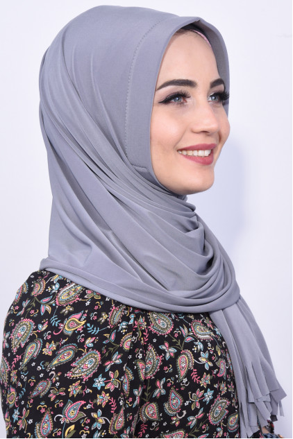Pratik Hijab Şal Gümüş Gri