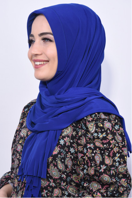 Pratik Hijab Şal Saks Mavisi