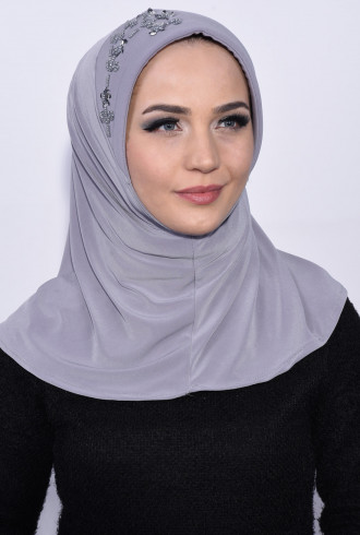 Pratik Pullu Hijab Gri Pratik Pullu Hijab Gri