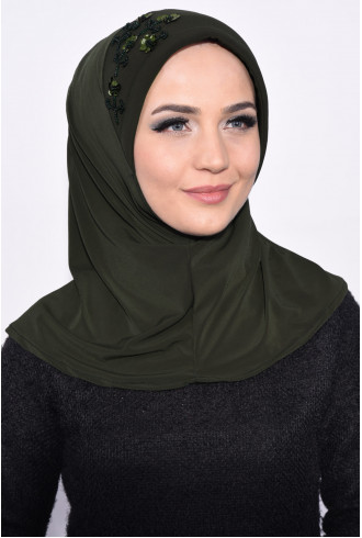Pratik Pullu Hijab Haki Yeşili Pratik Pullu Hijab Haki Yeşili