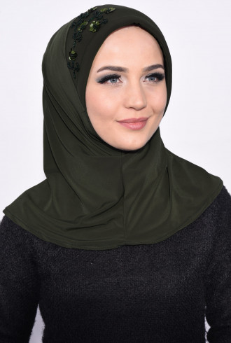 Pratik Pullu Hijab Haki Yeşili Pratik Pullu Hijab Haki Yeşili