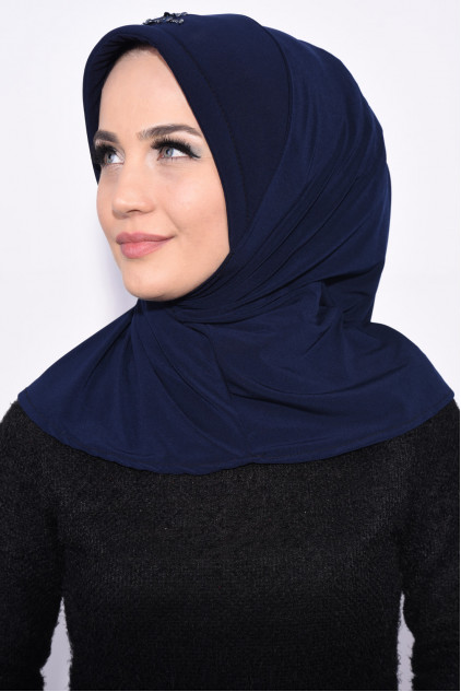 Pratik Pullu Hijab Lacivert
