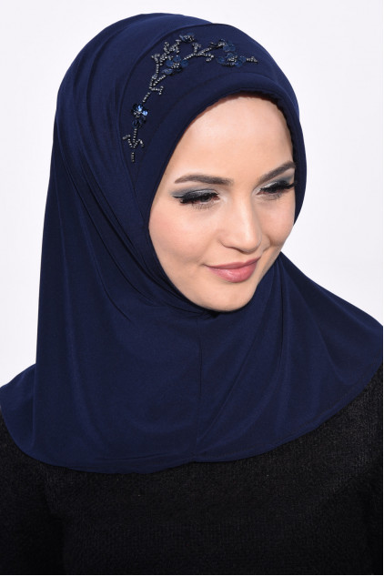 Pratik Pullu Hijab Lacivert