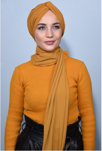 Şallı Düğüm Bone Hardal Sarısı Şallı Düğüm Bone Hardal Sarısı