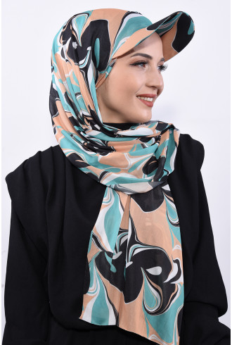 Desenli Şapka Şal Pastel Desenli Şapka Şal Pastel