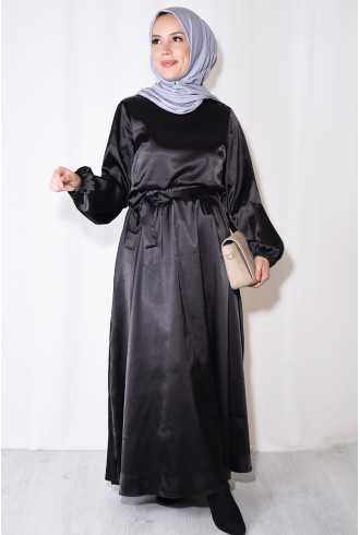 Saten Etek Maxi Boy Siyah